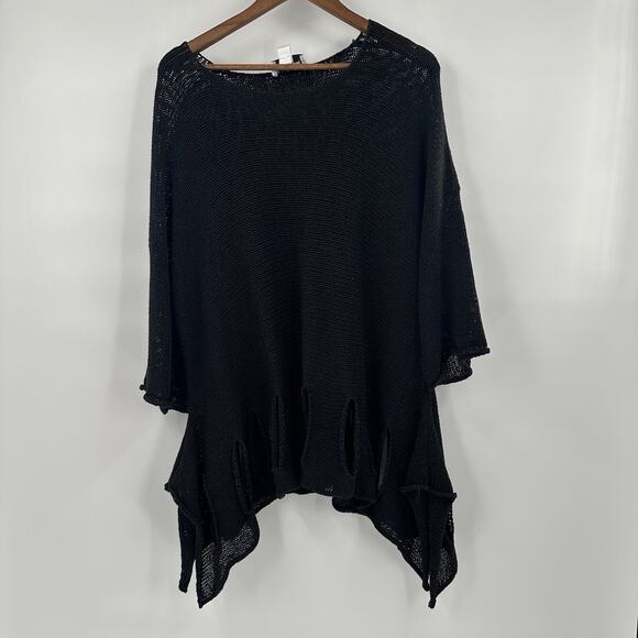 Joseph Ribkoff Sweater Womens XL Knit Black Relaxed Slinky Artsy Heavy Cut Out - Picture 1 of 10